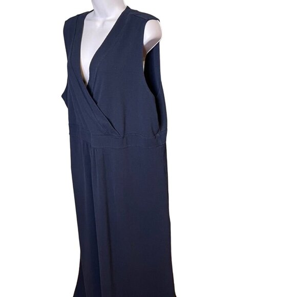 Lands End Faux Wrap Black Long Dress Plus Size 3X Sleeveless u - Picture 4 of 8